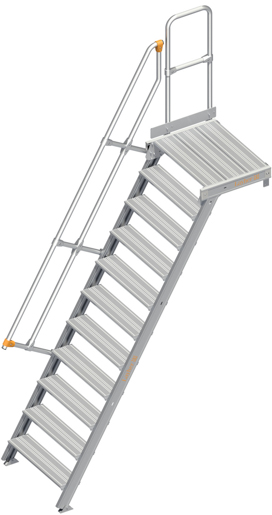 Layher Alu-Treppe 60° mit Handlauf 0,80x2,64m, mit Plattform #1128611
